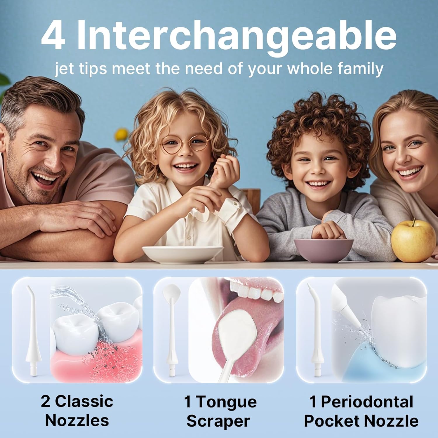 Thumbnail 2 de TUREWELL Cordless Water Flosser (310 ml) with 5 Modes, IPX7 Waterproof and 4 Jet Tips (White)