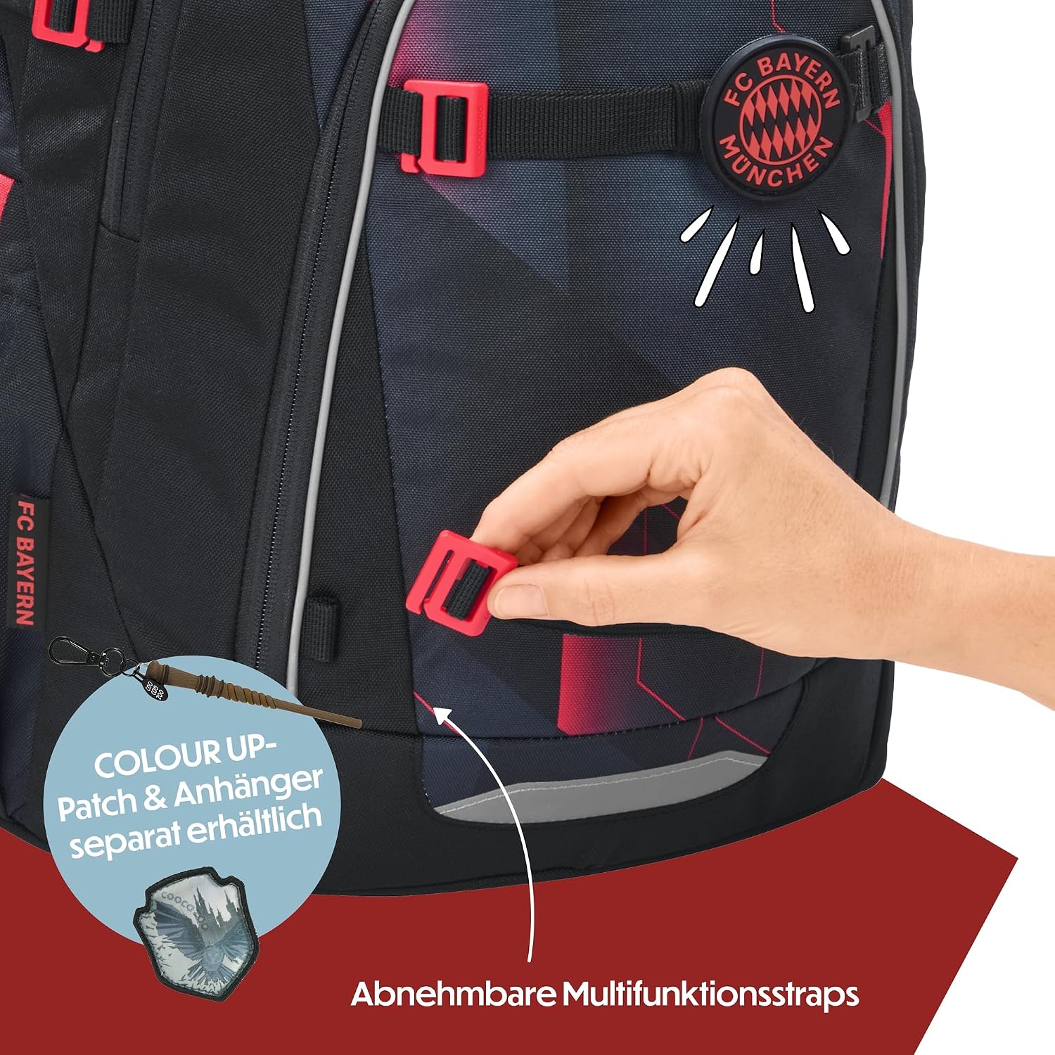 Thumbnail 6 de coocazoo Mate Schulrucksack ‚Stern des Südens’ – 30 Liter, ergonomisch verstellbar, schwarz-rot