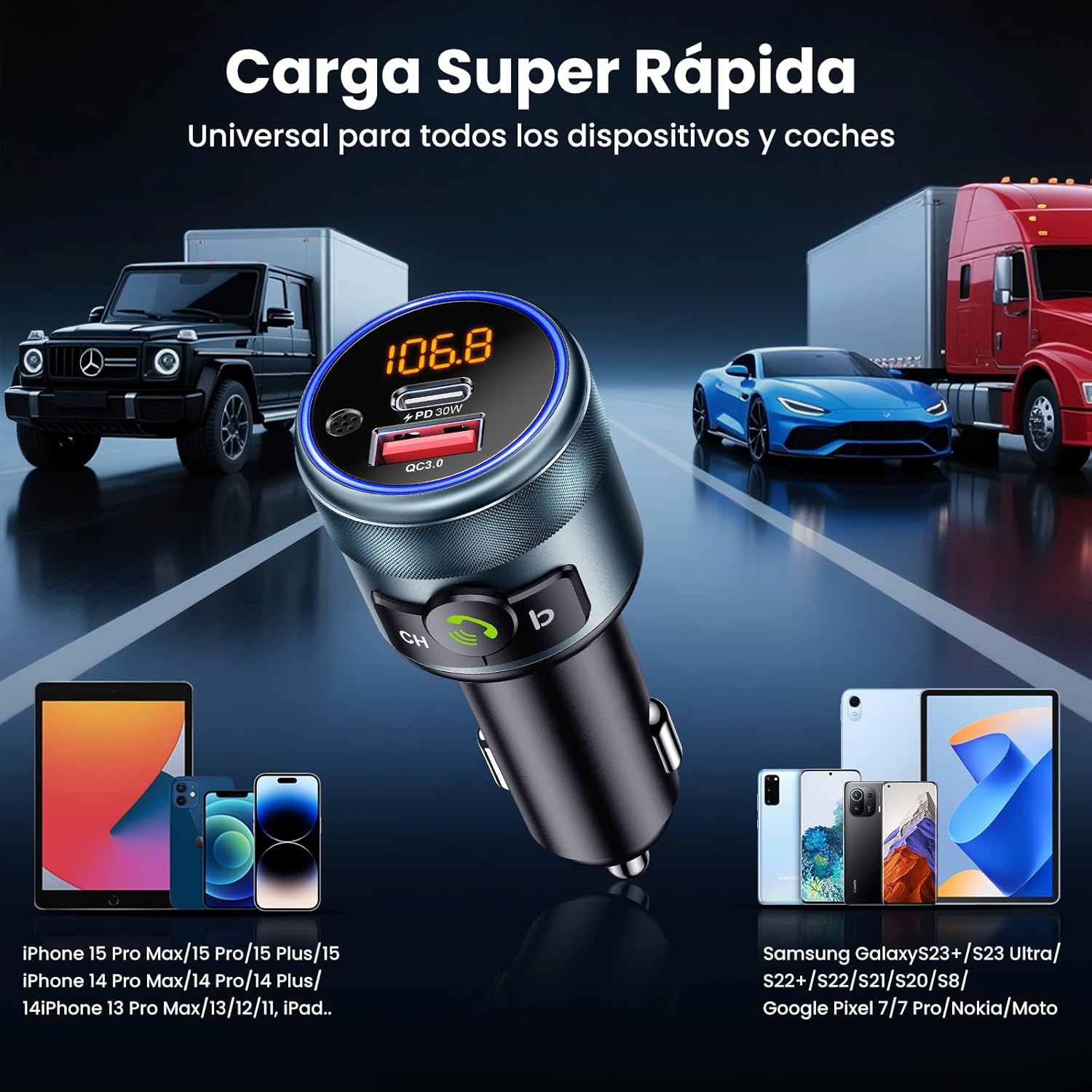 Thumbnail 5 de GizmoVine Transmisor FM Bluetooth Coche 48W