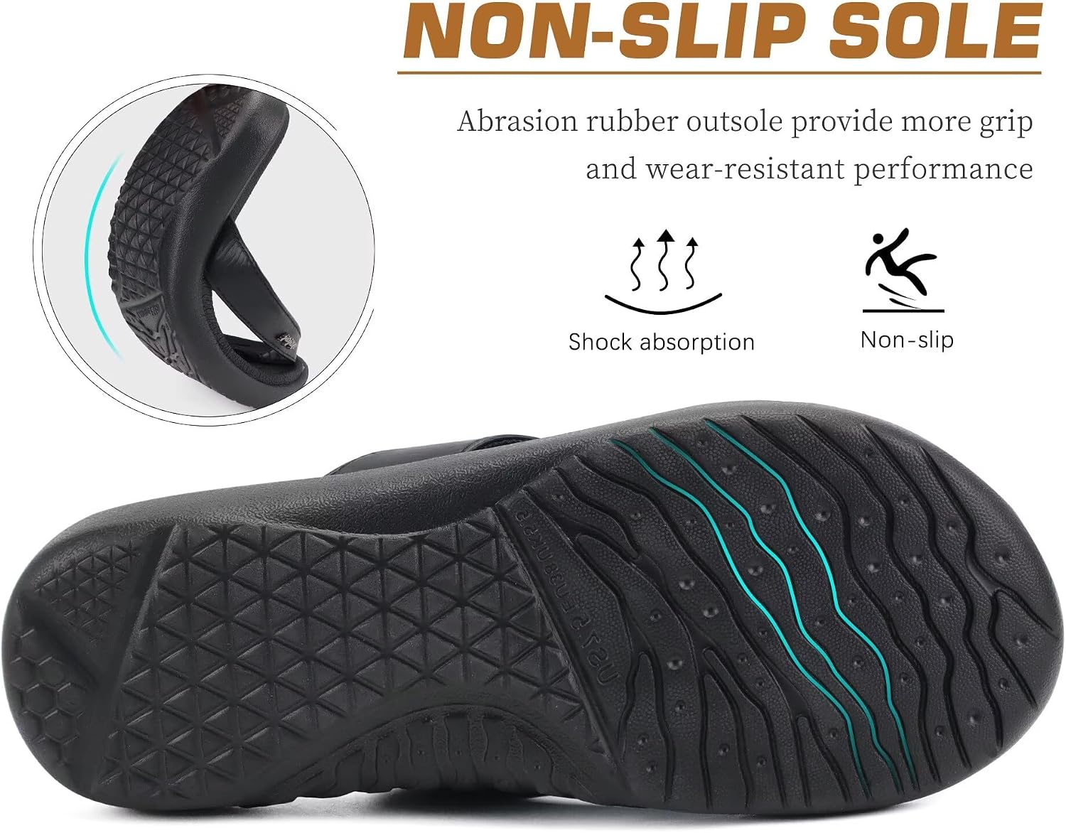 Detalle 2 de jiajiale Flip Flops Damen – Orthopädische Leder Stoff Slipper mit rutschfester Sohle