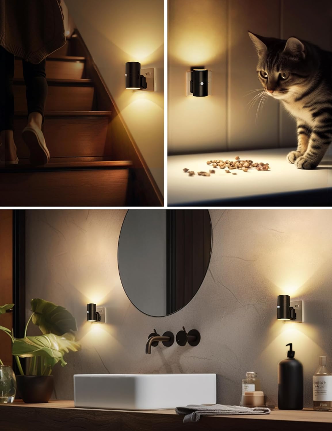 Detalle de LOHAS-LED Motion Sensor Night Light Plug-in (2 Pack) with 3 Modes and Dimmable Warm White