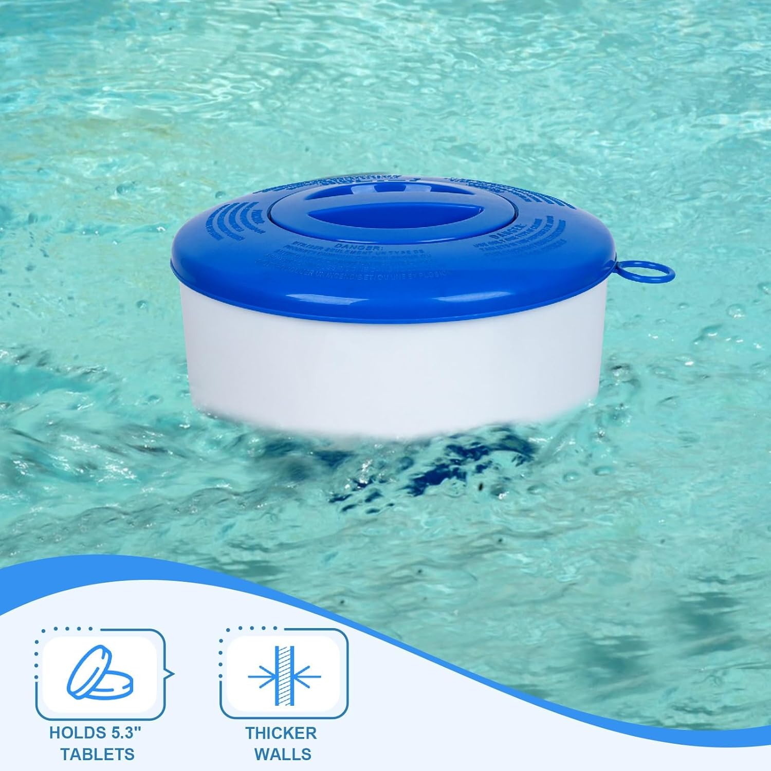 Detalle de Pool Chlorine Floater for Pools — Fits 3" Tablets, 7" Diameter with Adjustable Flow, Collapsible