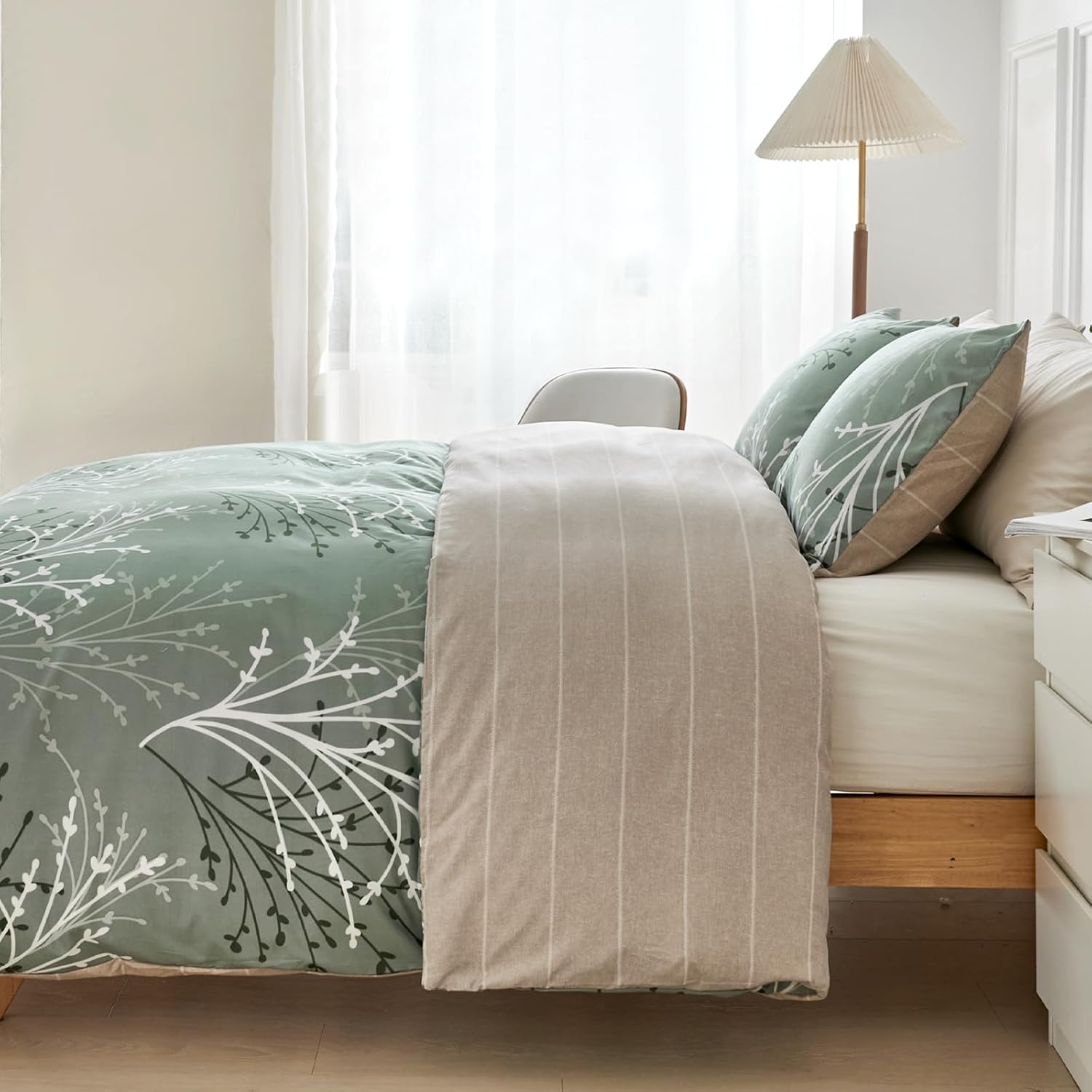 Detalle de Tokokimo Green King Size Duvet Cover Set 230x220 cm