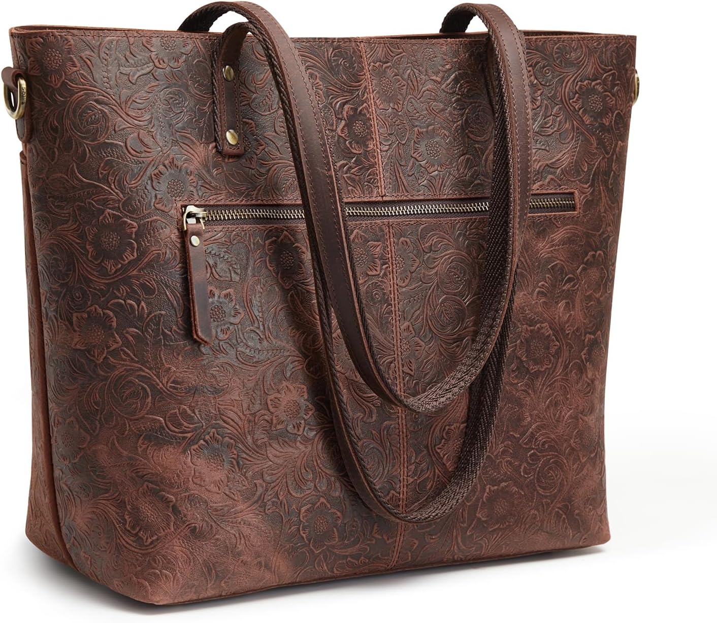 Thumbnail 6 de S-ZONE Borsa a tracolla in pelle Crazy Horse da donna, grande, con scomparti per laptop 14" e 15,6
