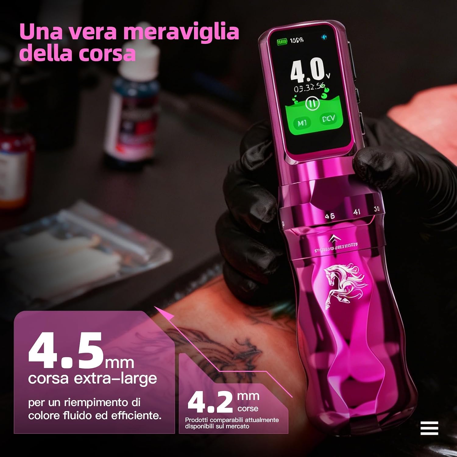 Thumbnail 2 de Dragonhawk Fold Pro Kit Year of the Horse – Macchina da Tatuaggio Edizione Rosa Senza Fili