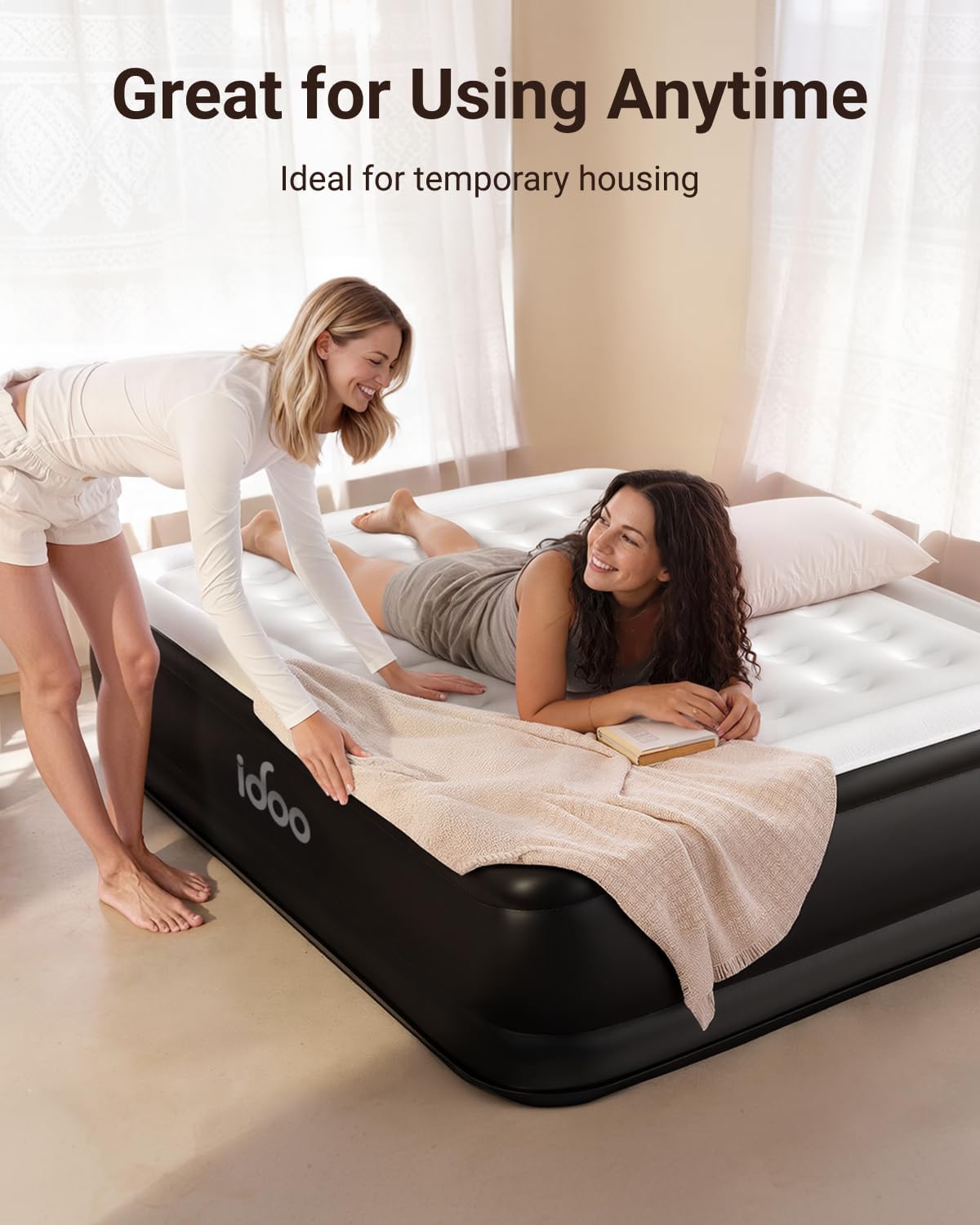 Thumbnail 6 de iDOO King Size Inflatable Air Mattress with Built-In Pump (203 x 152 x 46 cm)