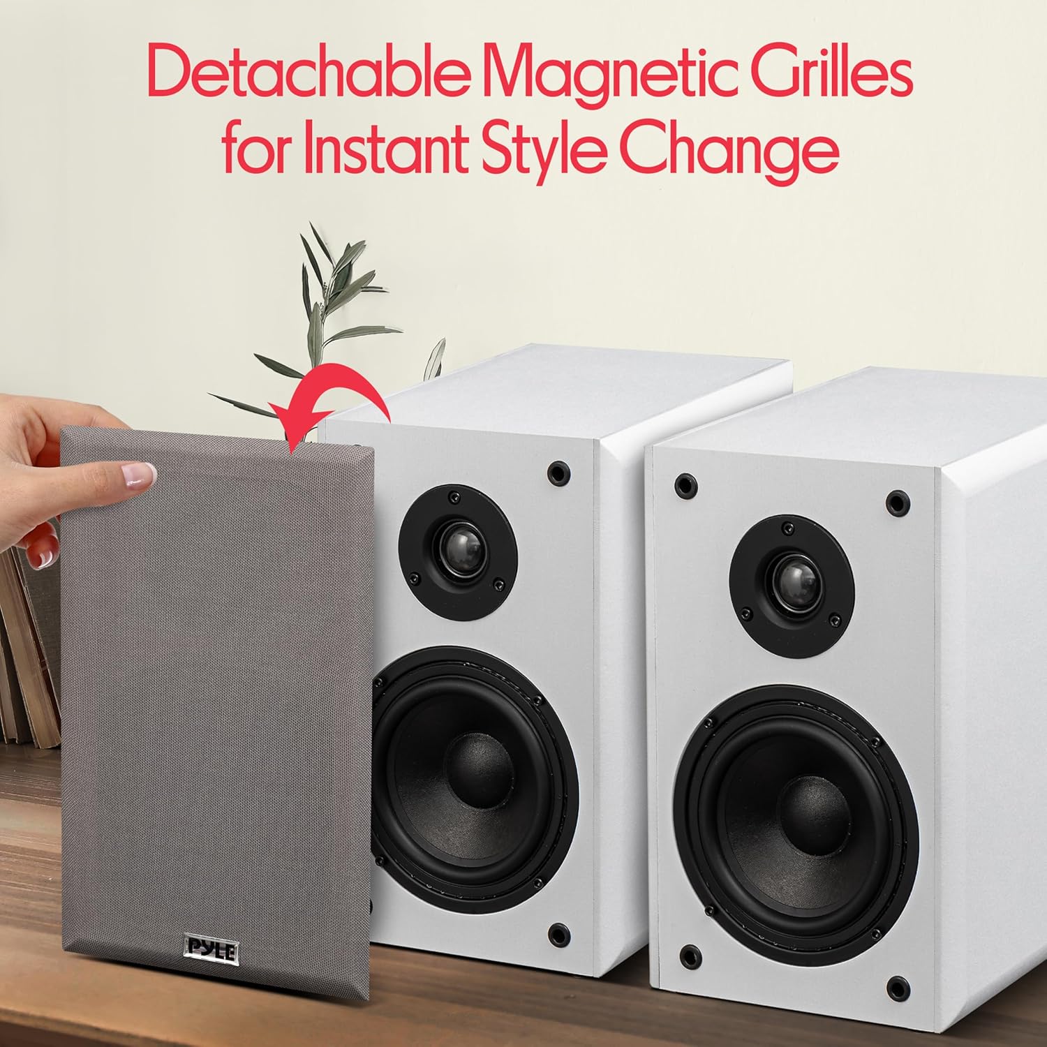 Thumbnail 4 de Pyle Bookshelf Speakers Passive Hi‑Fi (16.5 cm) with Wall Mount Brackets, RCA Input, 200W Max – White