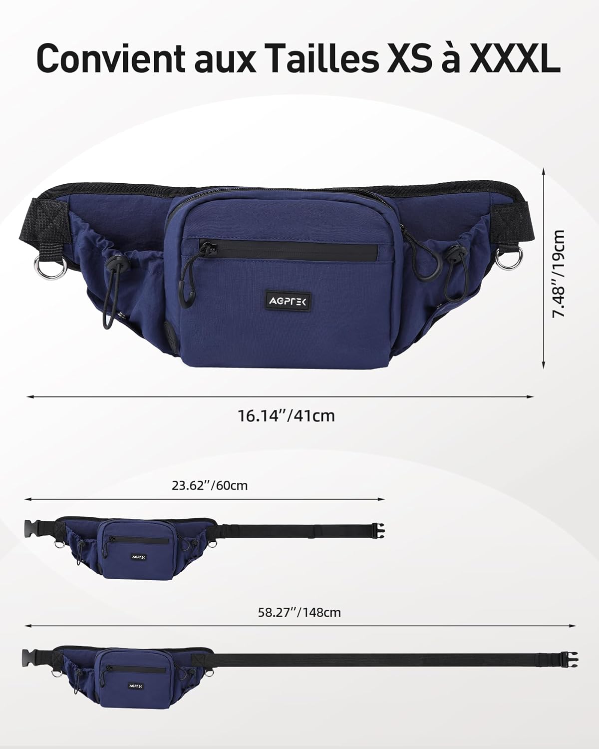 Thumbnail 3 de AGPTEK Sac à friandises pour chien (banane) grande capacité, imperméable, poche amovible et porte-gourde