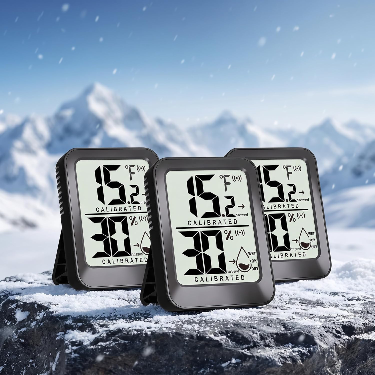 Detalle 2 de AyayaBoss 3-Pack Indoor Thermometer Hygrometer with Trend and Stand