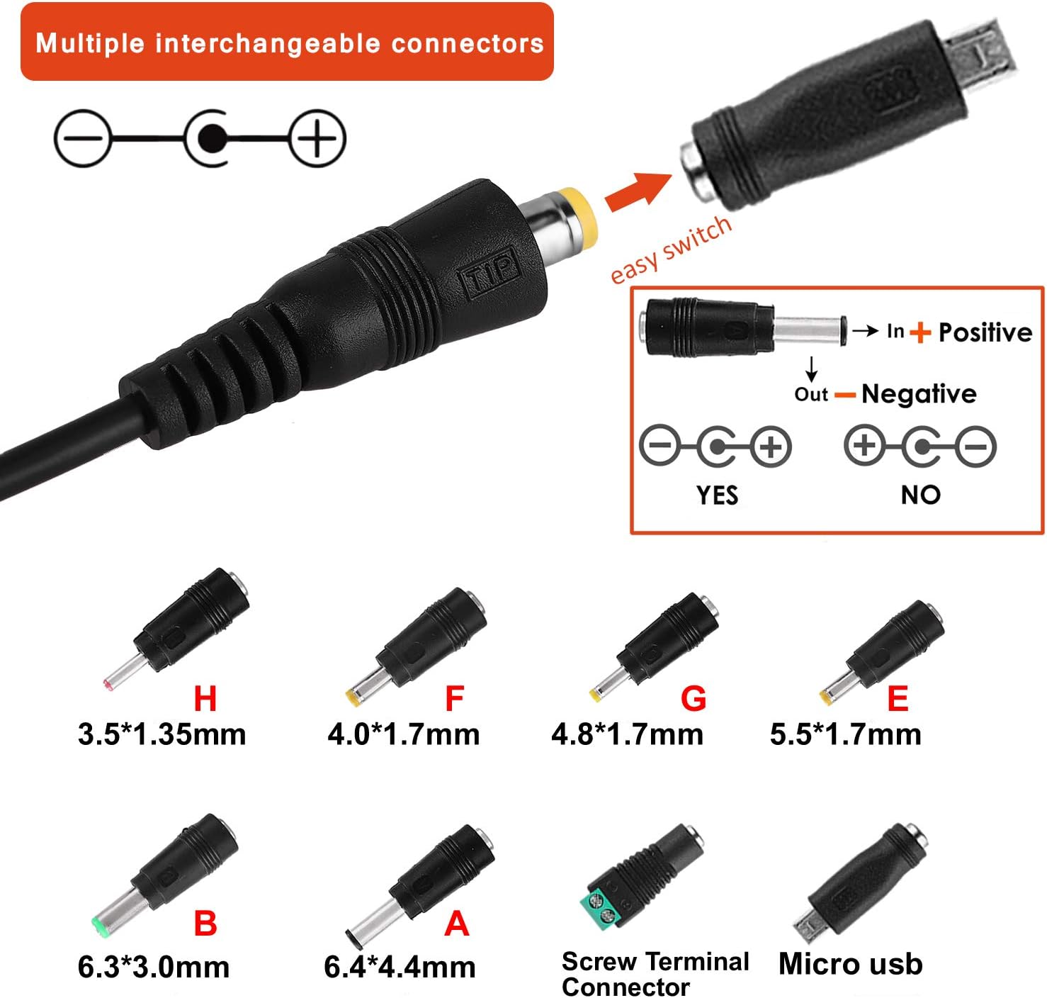 Detalle de EFISH International Power Adapters Multifunctional Portable Power Transformer with 8 Tips (UK Plug Included)