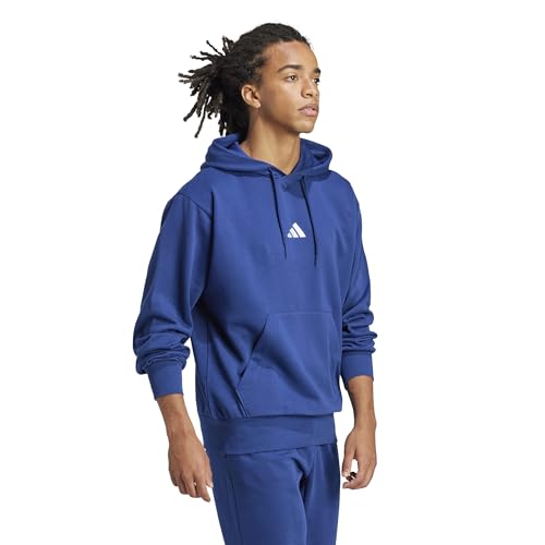 Detalle 2 de adidas Men's Essentials Feelcozy Fleece Hoodie, dark blue/white, size S