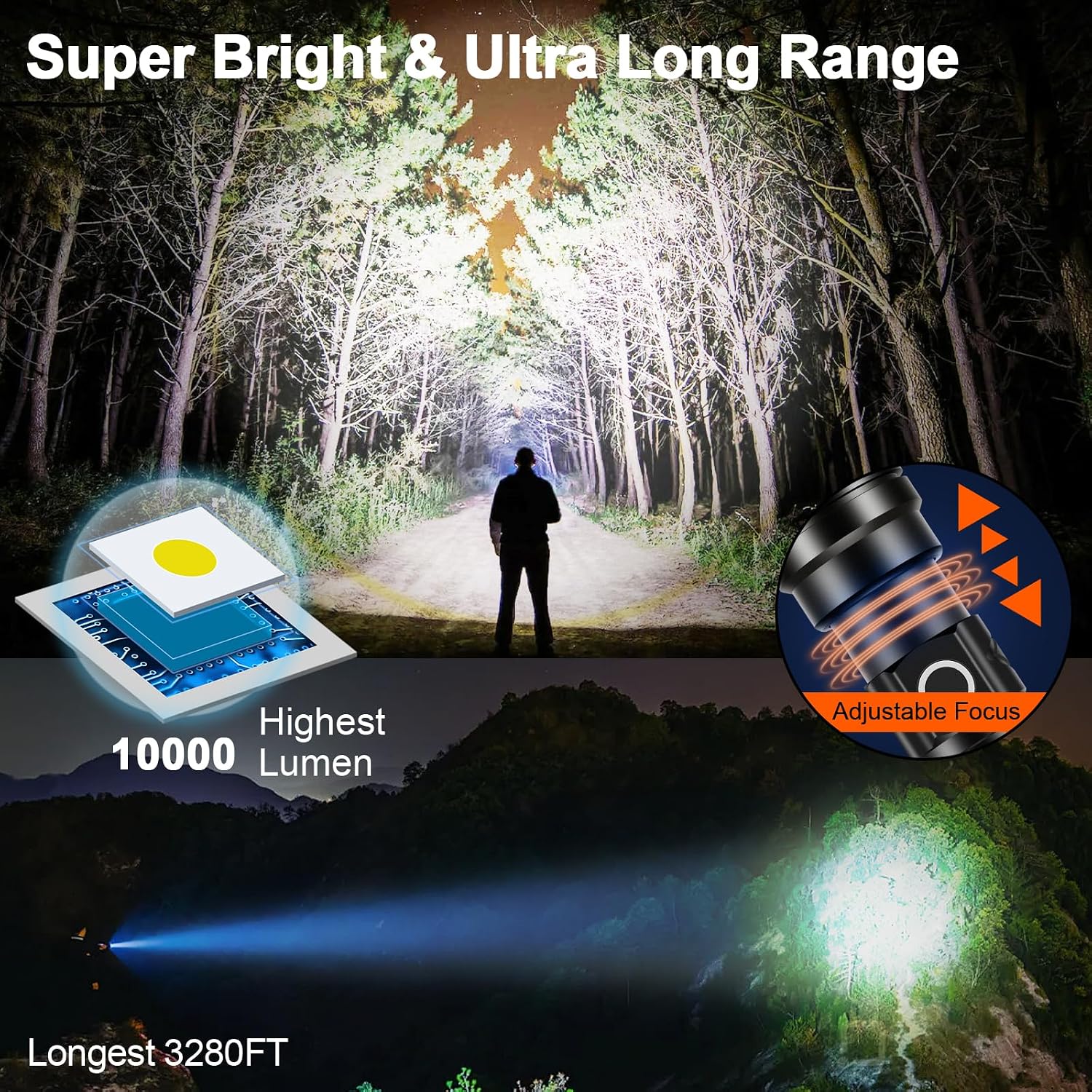 Detalle 2 de PHIXTON Rechargeable Flashlight 10000 lumens 🔦