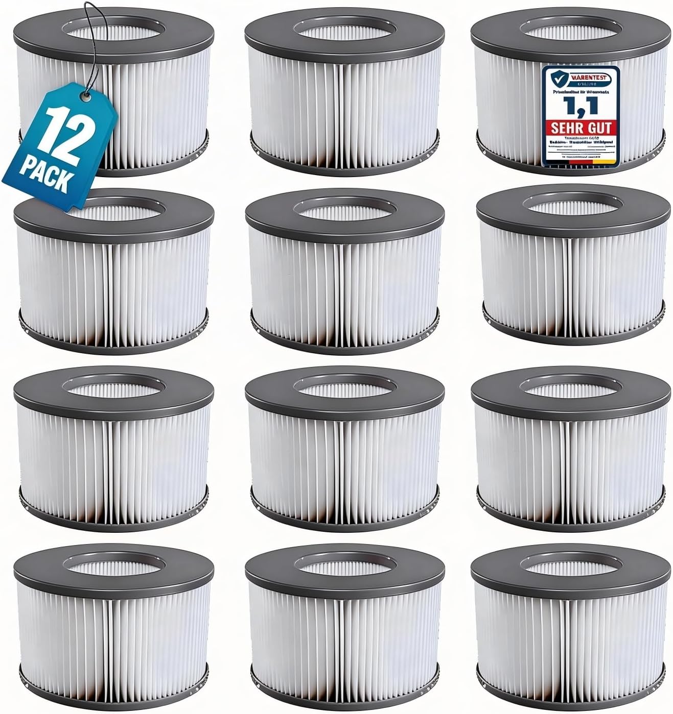 Dokkita 12er Set Ersatzfilter für MSPA Whirlpool-Filter-Kartuschen – kompatibel ab 2020