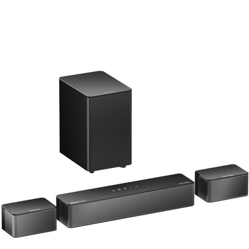 Detalle de Ultimea Poseidon M4t 5.1 450W: barra de sonido con Dolby Atmos y subwoofer inalámbrico