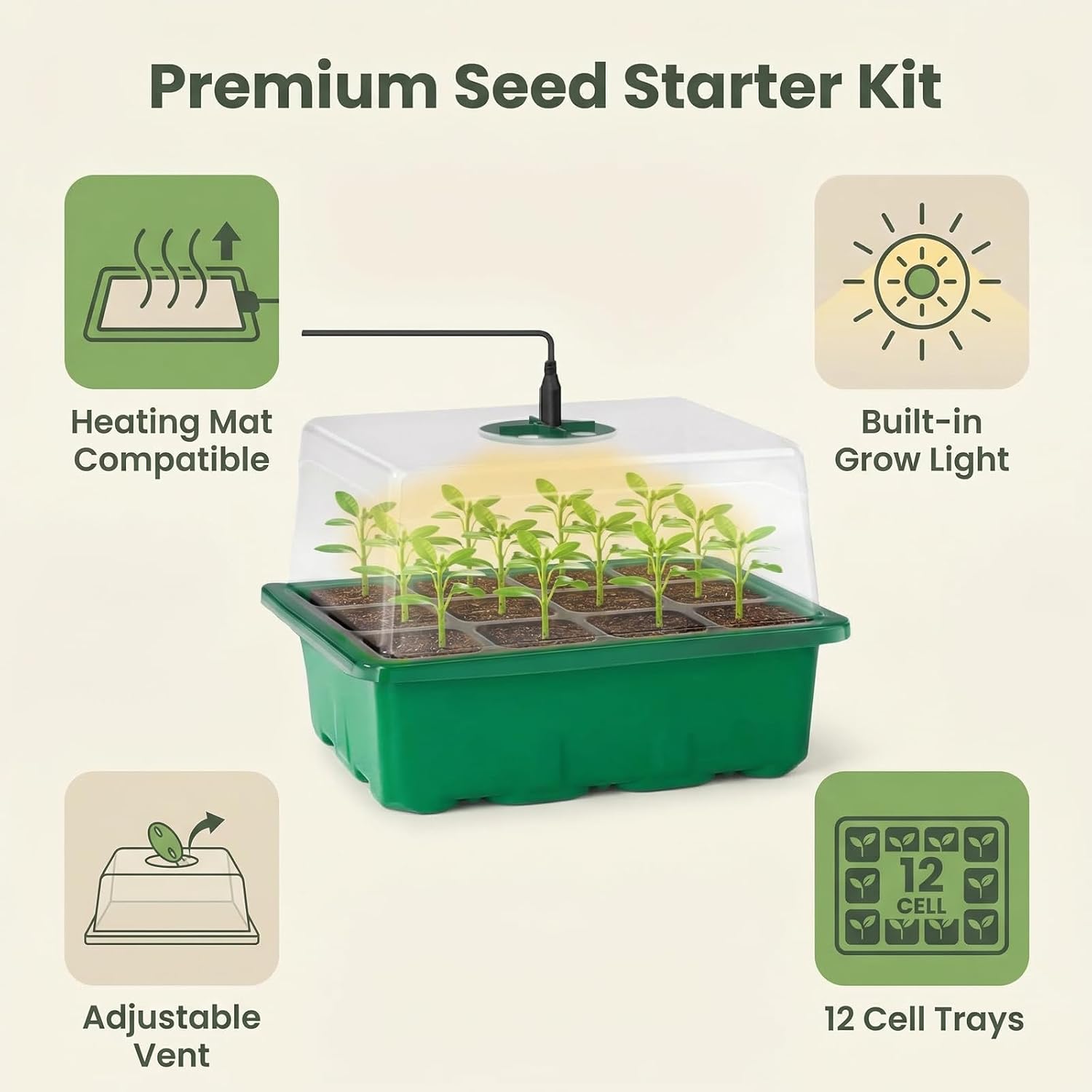 Detalle de VDYXEW seed tray propagator with lights