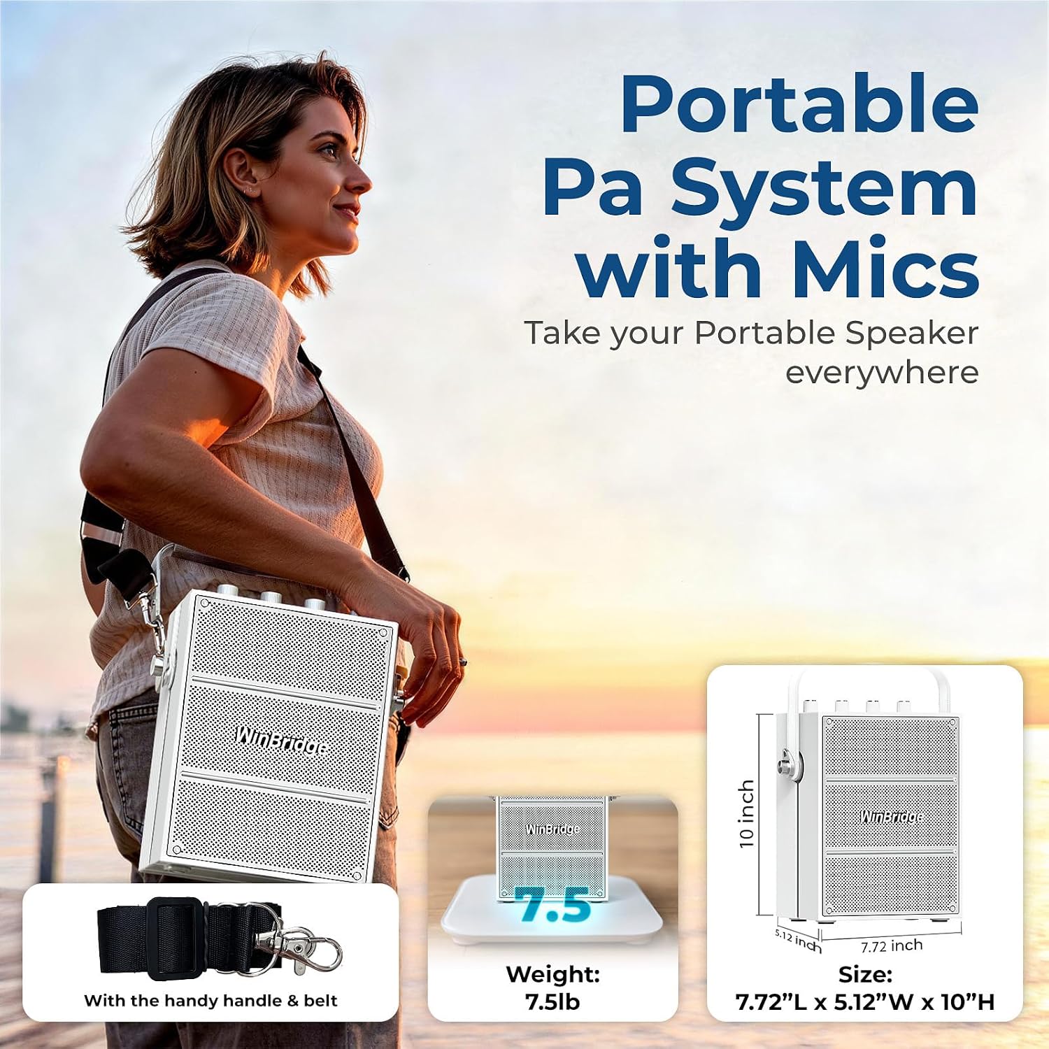 Thumbnail 3 de ResponseBridge S99 White 100W Portable PA Speaker with Two Wireless Microphones
