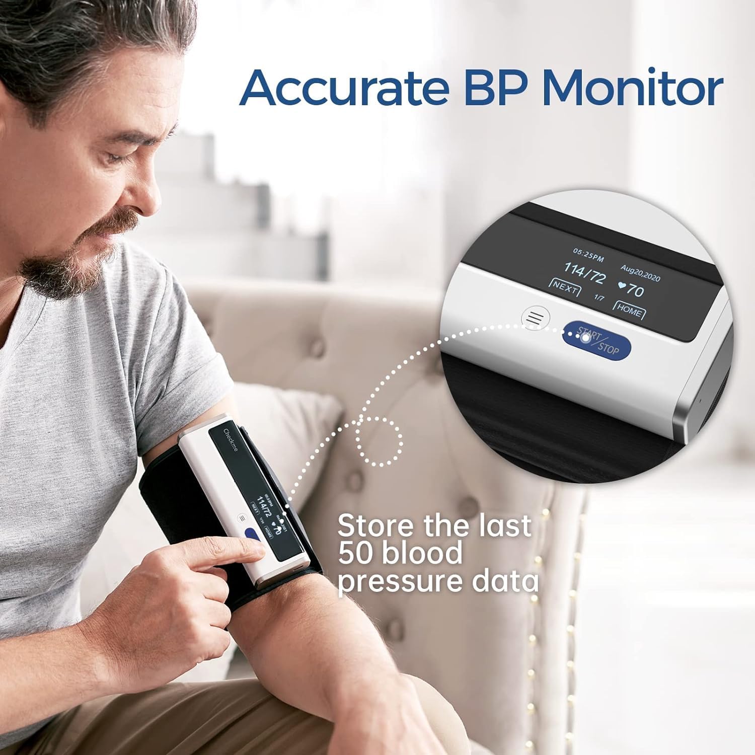 Detalle 2 de Checkme BP2A Upper-Arm Blood Pressure Monitor with Bluetooth and 22–42 cm Cuff
