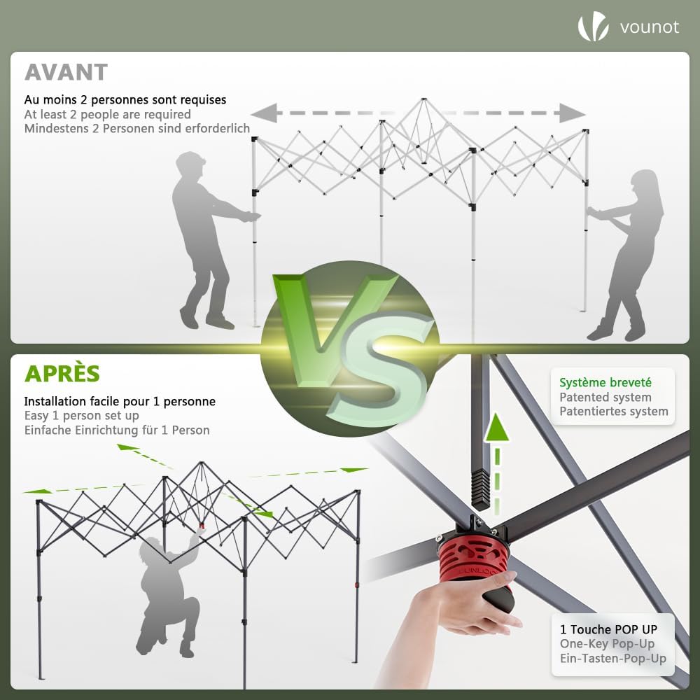 Thumbnail 2 de VOUNOT Tonnelle de Jardin 3x3m Pop Up – Shelter pratique et polyvalent