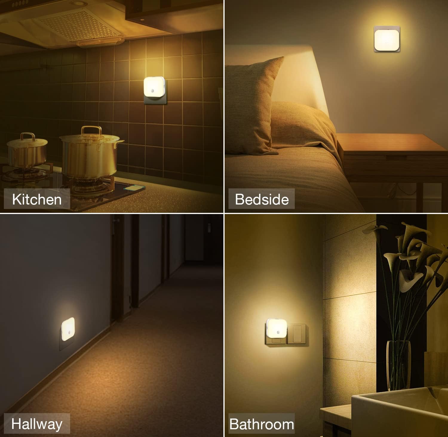 Thumbnail 6 de Mohigher Nachtlicht mit Bewegungsmelder – 4er-Set, dimmbar, warmweiß, Steckdosenbetrieb