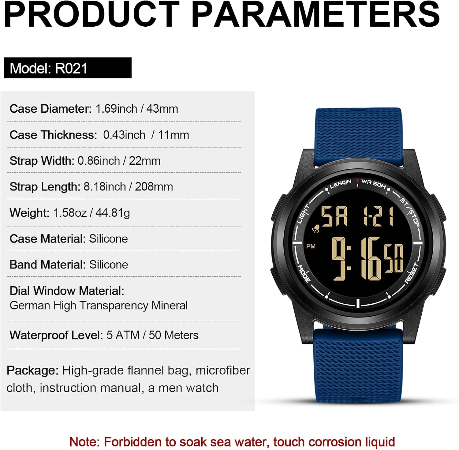 Thumbnail 5 de HANPOSH Herren Digitaluhr mit Wecker, Stoppuhr & 3ATM Wasserdichtem Armband (digital-analog)