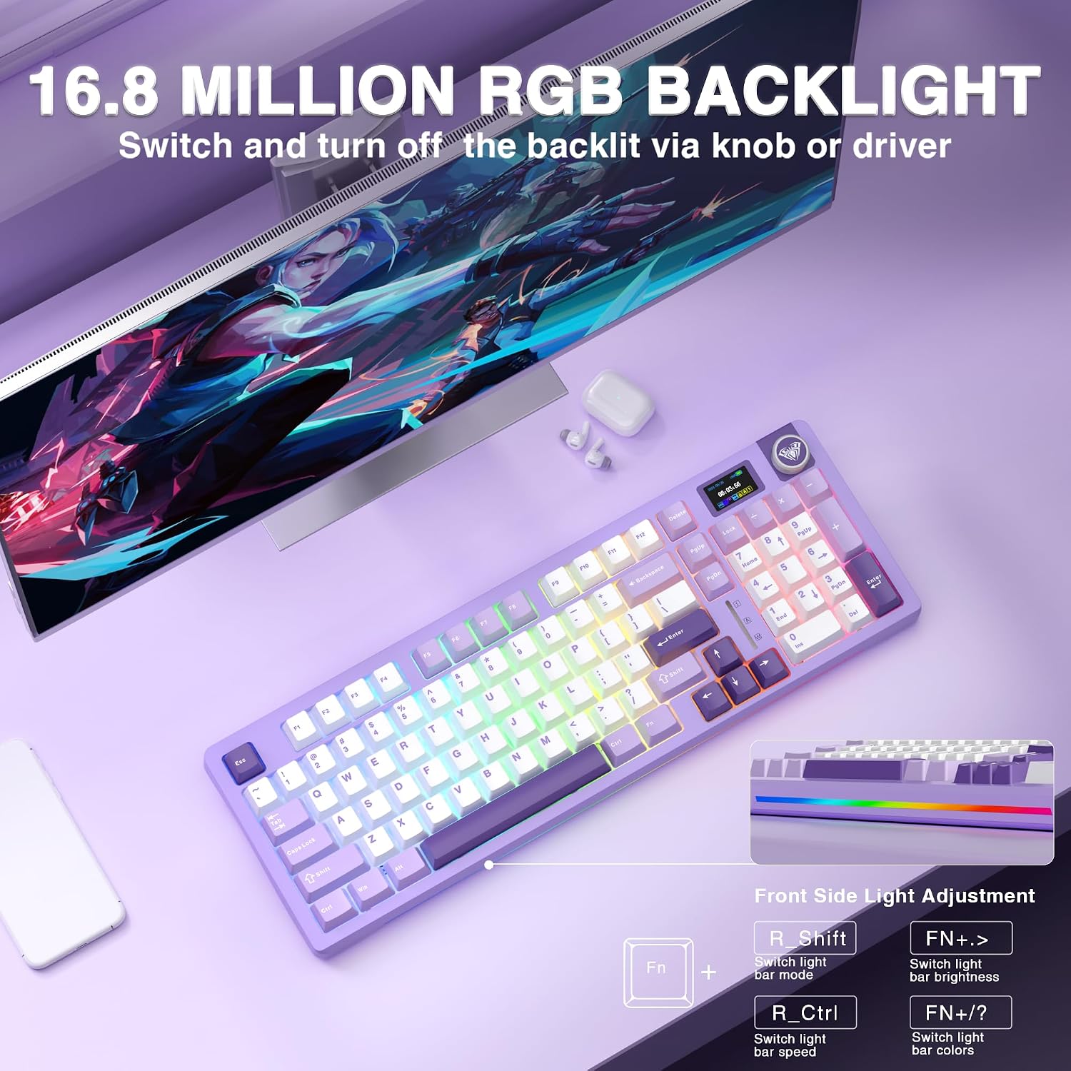 Detalle de AULA S98 Pro Wireless Mechanical Keyboard with Screen & Knob