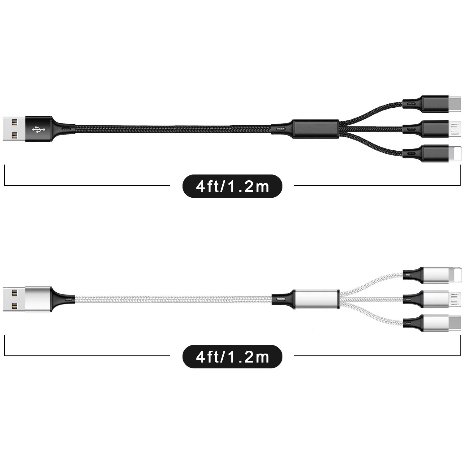Thumbnail 2 de Multi USB Charging Cable 3A 4FT, 3‑in‑1 Charging Cable 🔌