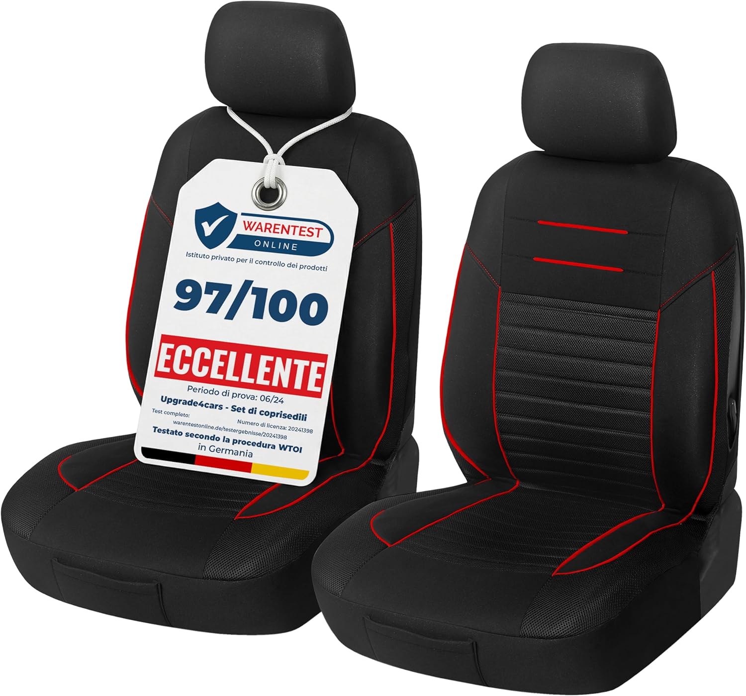 Detalle de Upgrade4cars Coprisedili Anteriore Set Versione 2026 – Coperture Universali Rosso per Sedili Auto