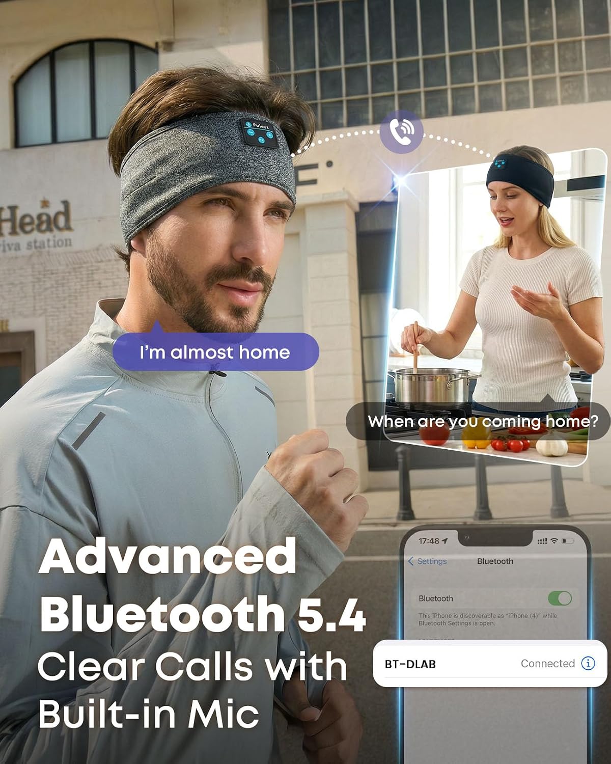 Thumbnail 6 de Fulext FULH01 Bluetooth-slaaphoofdtelefoon, grijs gemêleerde elastische hoofdband