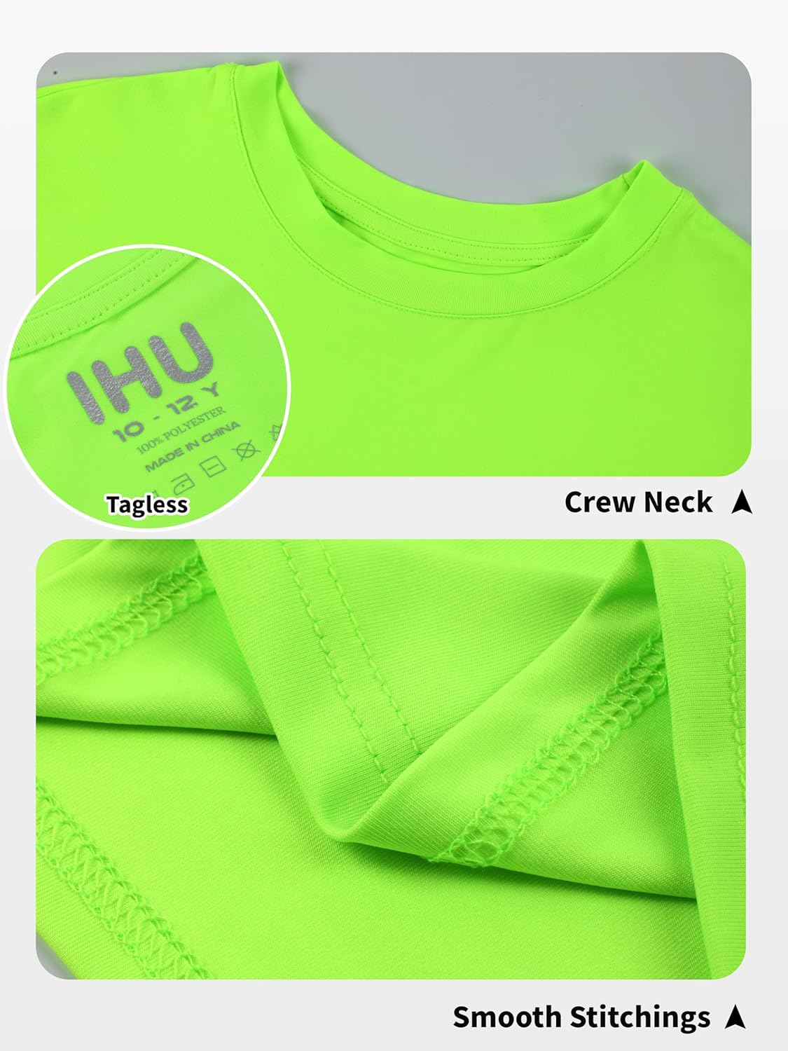 Thumbnail 4 de Boys Neon Dry Fit Athletic T-Shirts with UPF 50+ Sun Protection