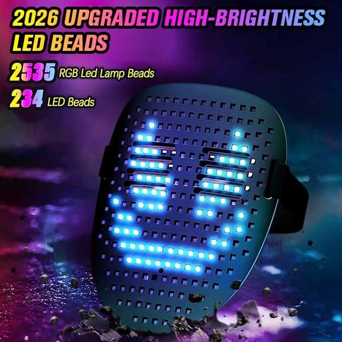 Detalle 2 de Ompusos SMD 2727 LED Light-Up Mask, 50 Patterns, Gesture Control