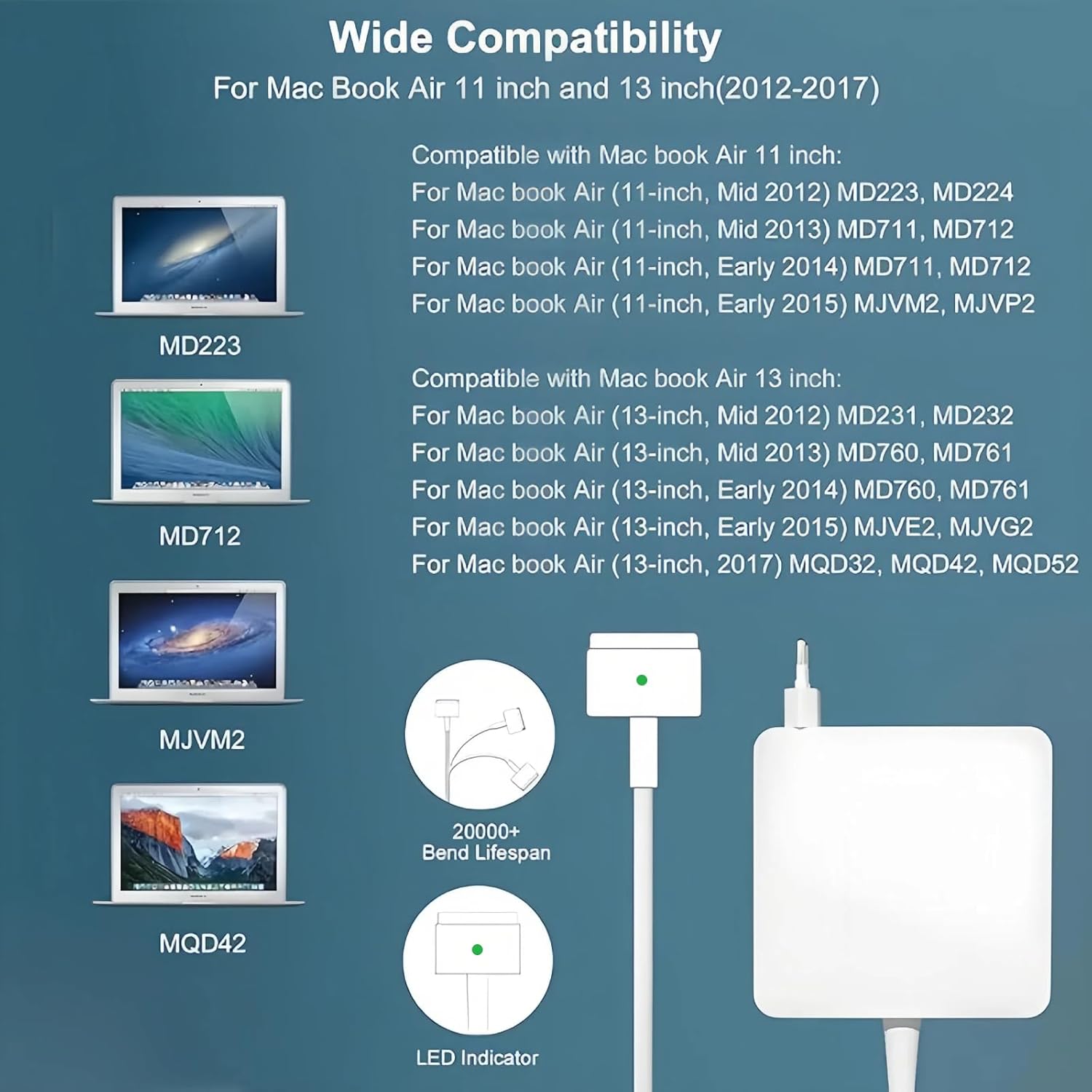 Detalle 1 de SCOVEE 45W T-Tip para MacBook Air 11/13
