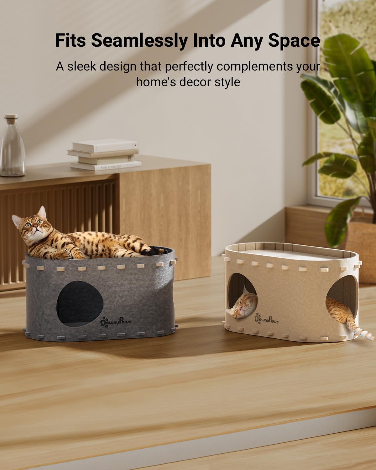 Detalle 2 de DownyPaws Cat Cave Bed, Cream