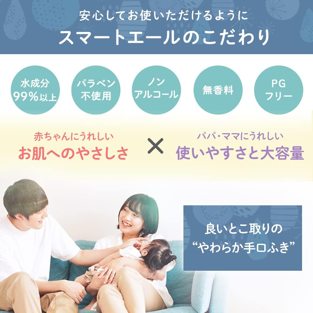 Detalle de アイリスプラザ 日本製 手口ふき 80枚×36個 水分99%以上・モモ葉エキス配合