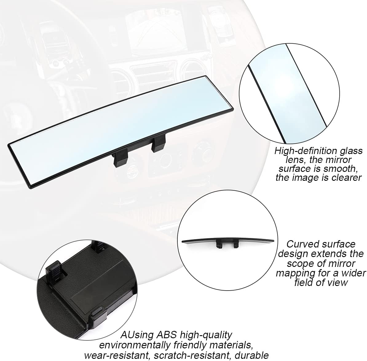 Detalle de 8sanlione Panoramic Rearview Mirror, 12-Inch