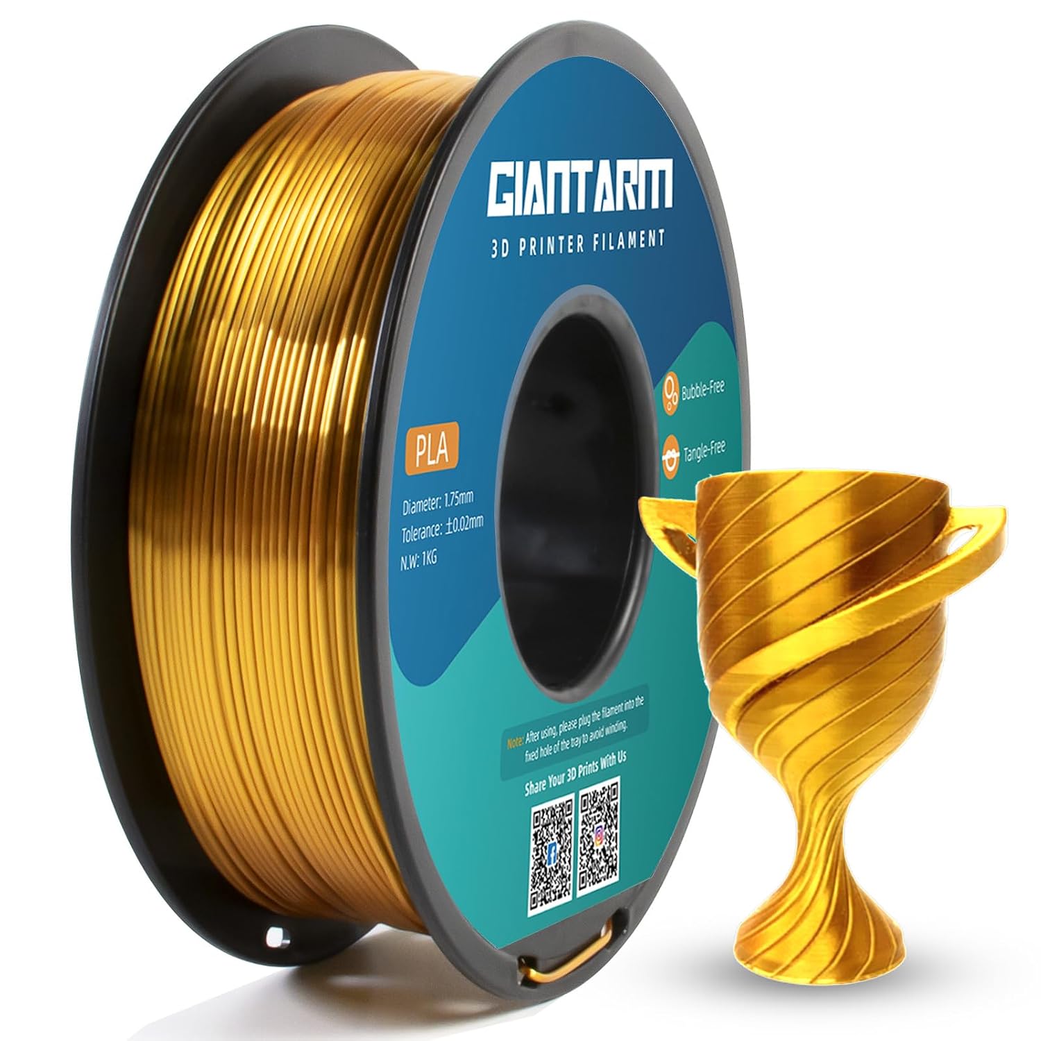 Detalle de GIANTARM Filamento PLA 1,75 mm Seda 1 kg