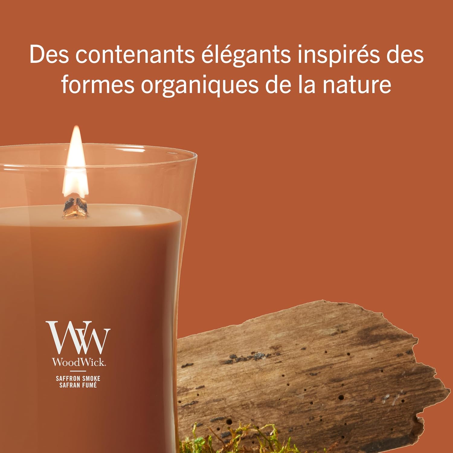 Detalle 2 de WoodWick Bougie parfumée Bougie sablier moyenne – Safran fumé