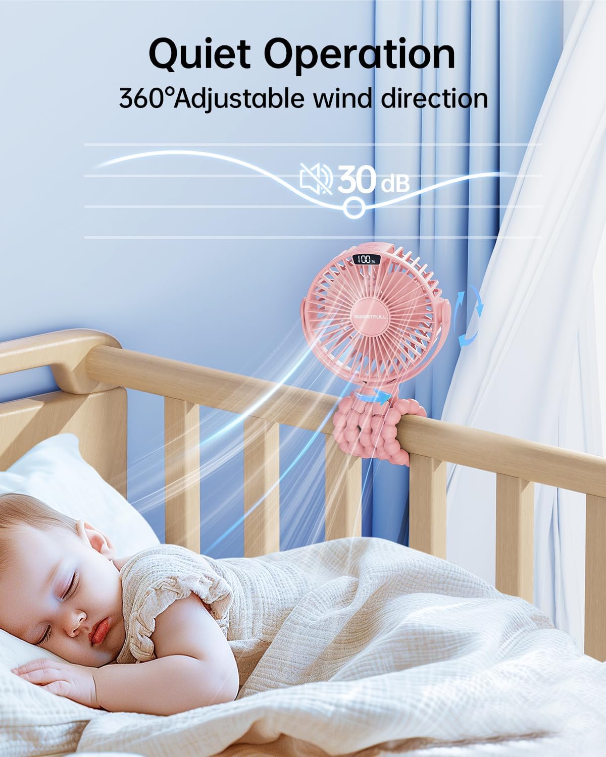 Detalle 2 de SWEETFULL portable pram fan 4000mAh