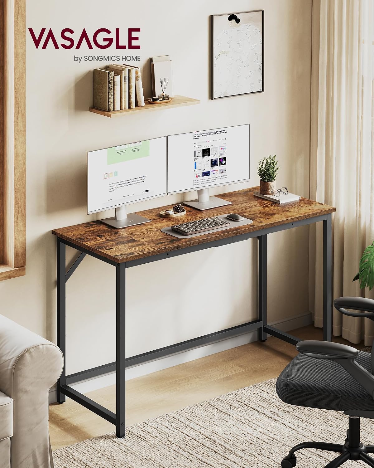 Detalle 2 de VASAGLE Computer Desk, 47.2-Inch