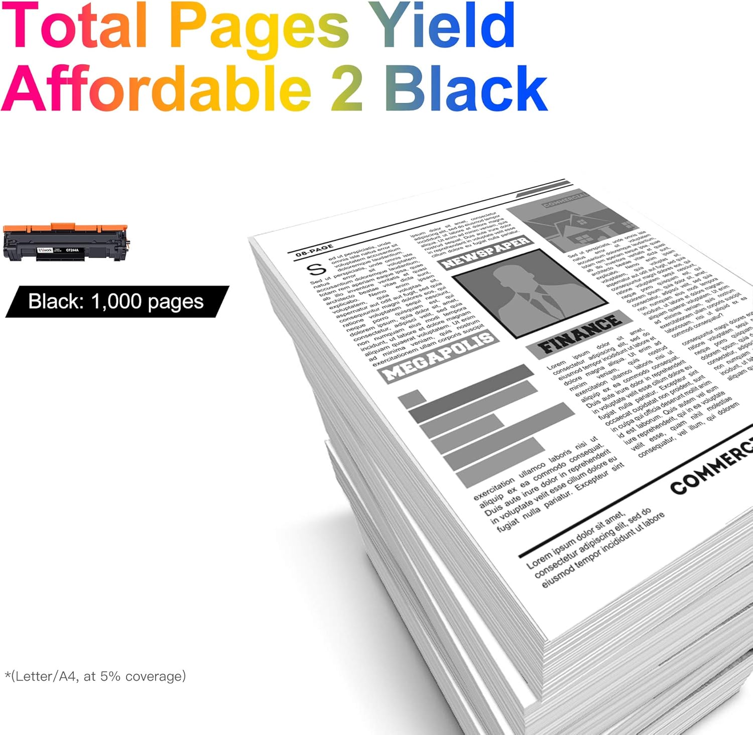 Detalle de Uniwork 44A CF244A Toner Schwarz, 2er-Pack