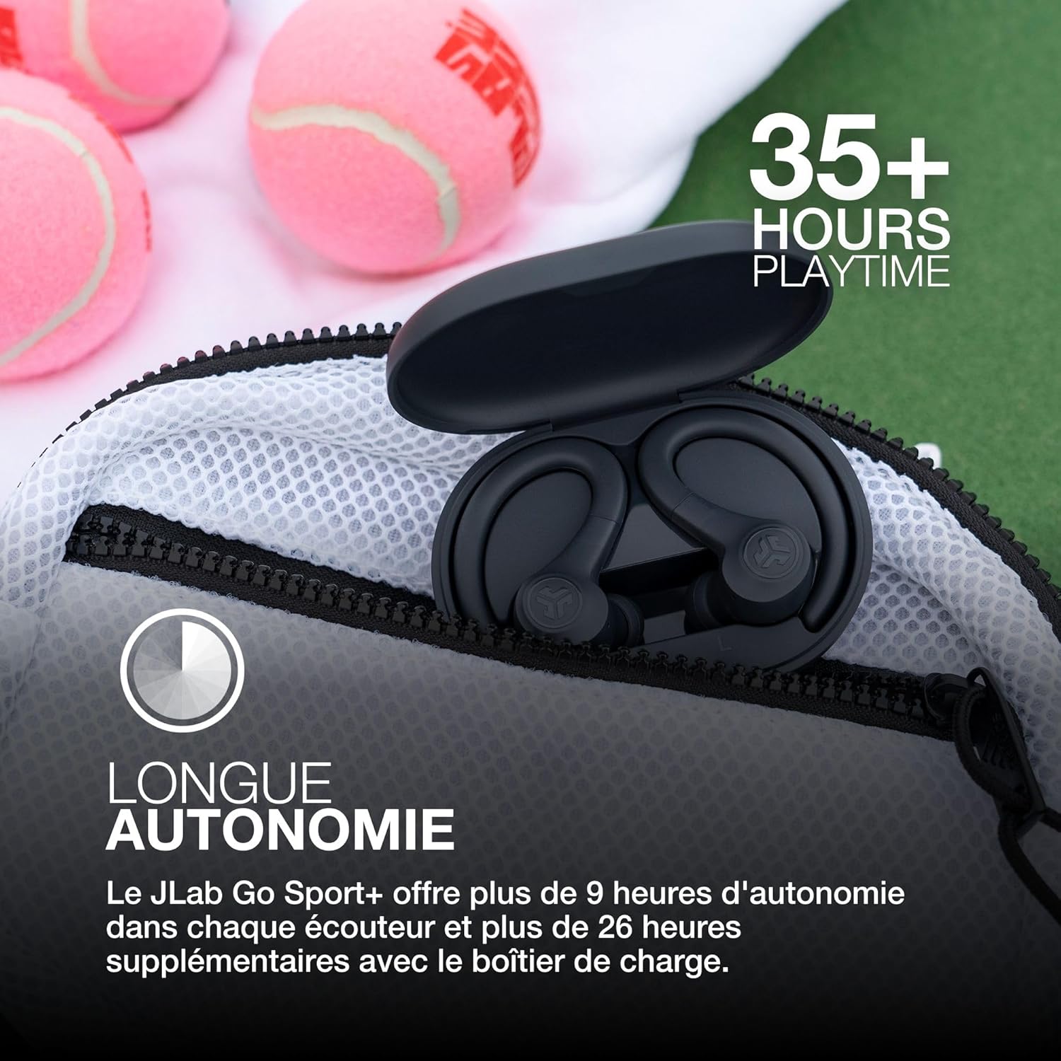Thumbnail 1 de JLab Go Air Sport+ Écouteurs Bluetooth sans Fil Sport – 35 heures d’autonomie, IP55 et ajustement sécurisé