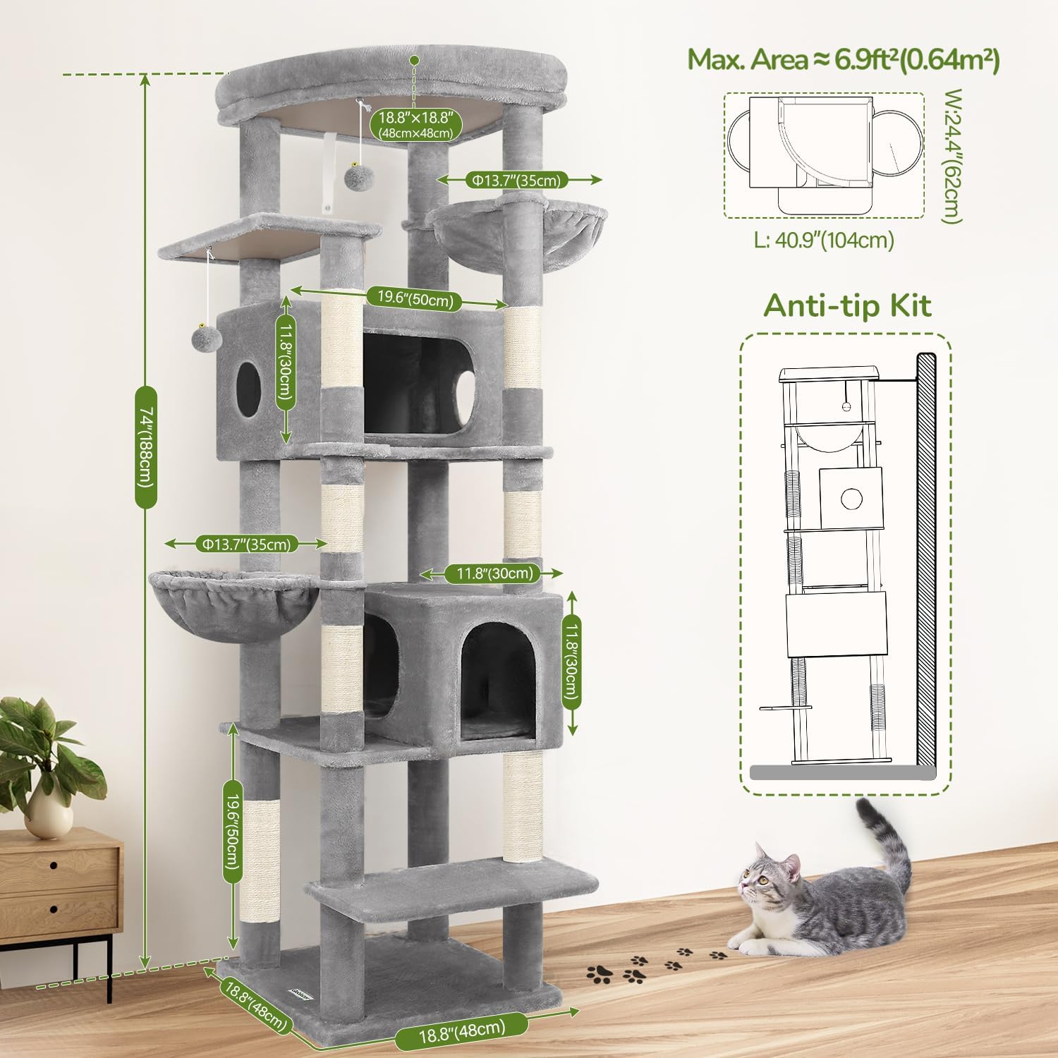 Thumbnail 6 de Globlazer Cat Tree, 74-Inch