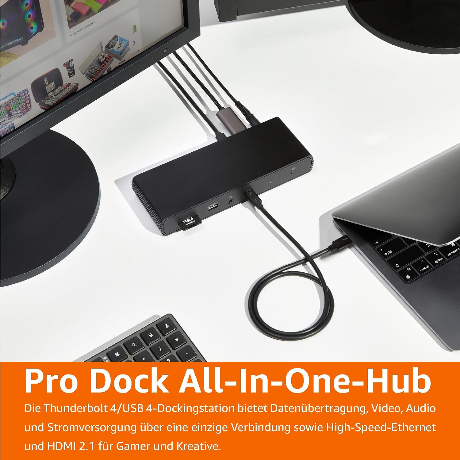 Thumbnail 6 de Amazon Basics Thunderbolt 4/USB4 Pro-Dockingstation mit Dual-Display, HDMI 2.1, RJ45 und 96 W PD