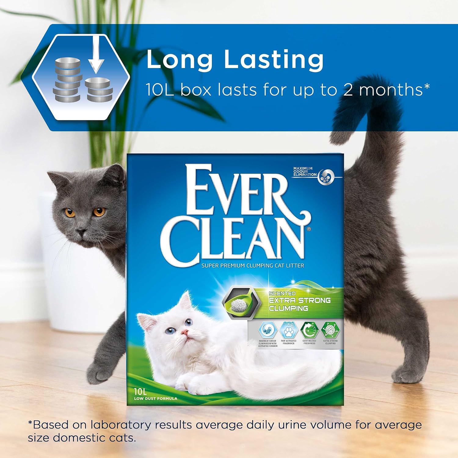 Detalle de Ever Clean Extra Strong Clumping Cat Litter, 10L – Scented, Activated Carbon Odour Control