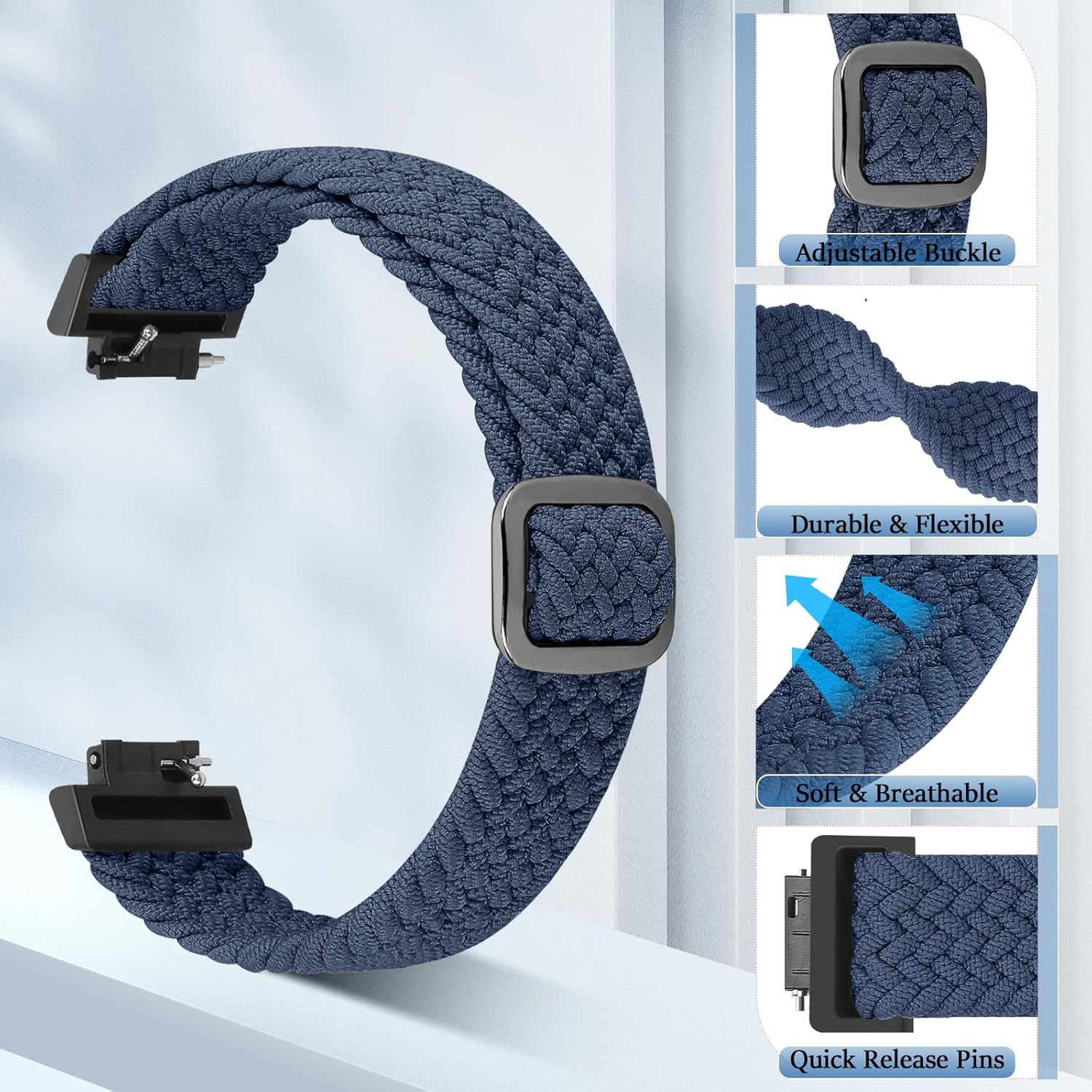 Thumbnail 1 de BTTNG 2-Pack Elastic Braided Straps for Fitbit Inspire 3 / Inspire 2 / Inspire / Inspire HR / Ace 3 / Ace 2