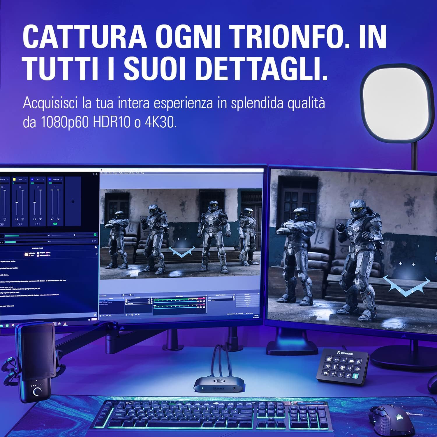 Detalle de Elgato HD60 X: streaming e registrazione in 1080p60 HDR10 o 4K30 con latenza ultra-bassa