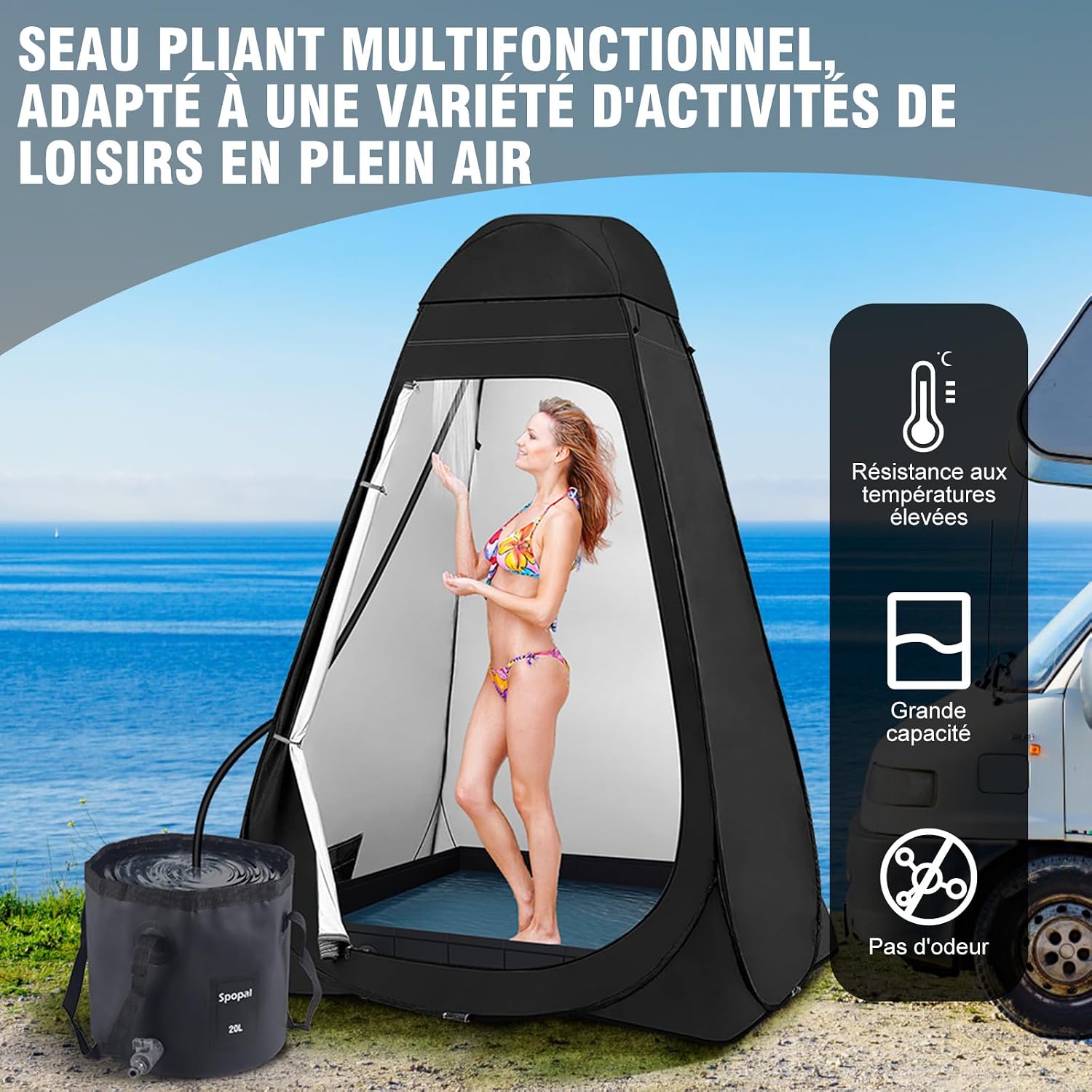 Thumbnail 5 de Spopal Outdoor opvouwbare emmer 20 l met kraantje, zwart