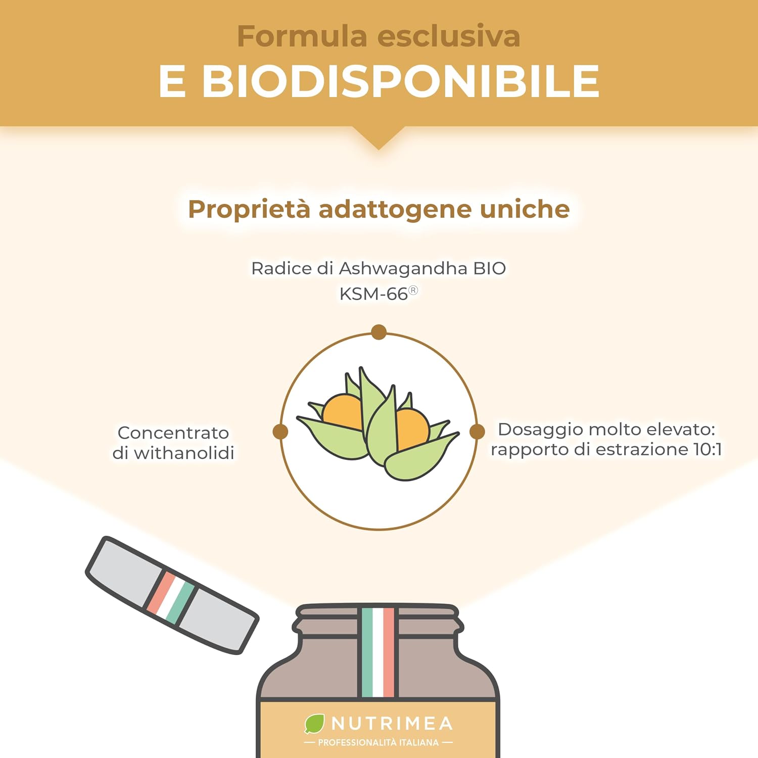 Detalle de Ashwagandha KSM-66 Biologica di Nutrimea — 90 capsule, con 5% withanolidi