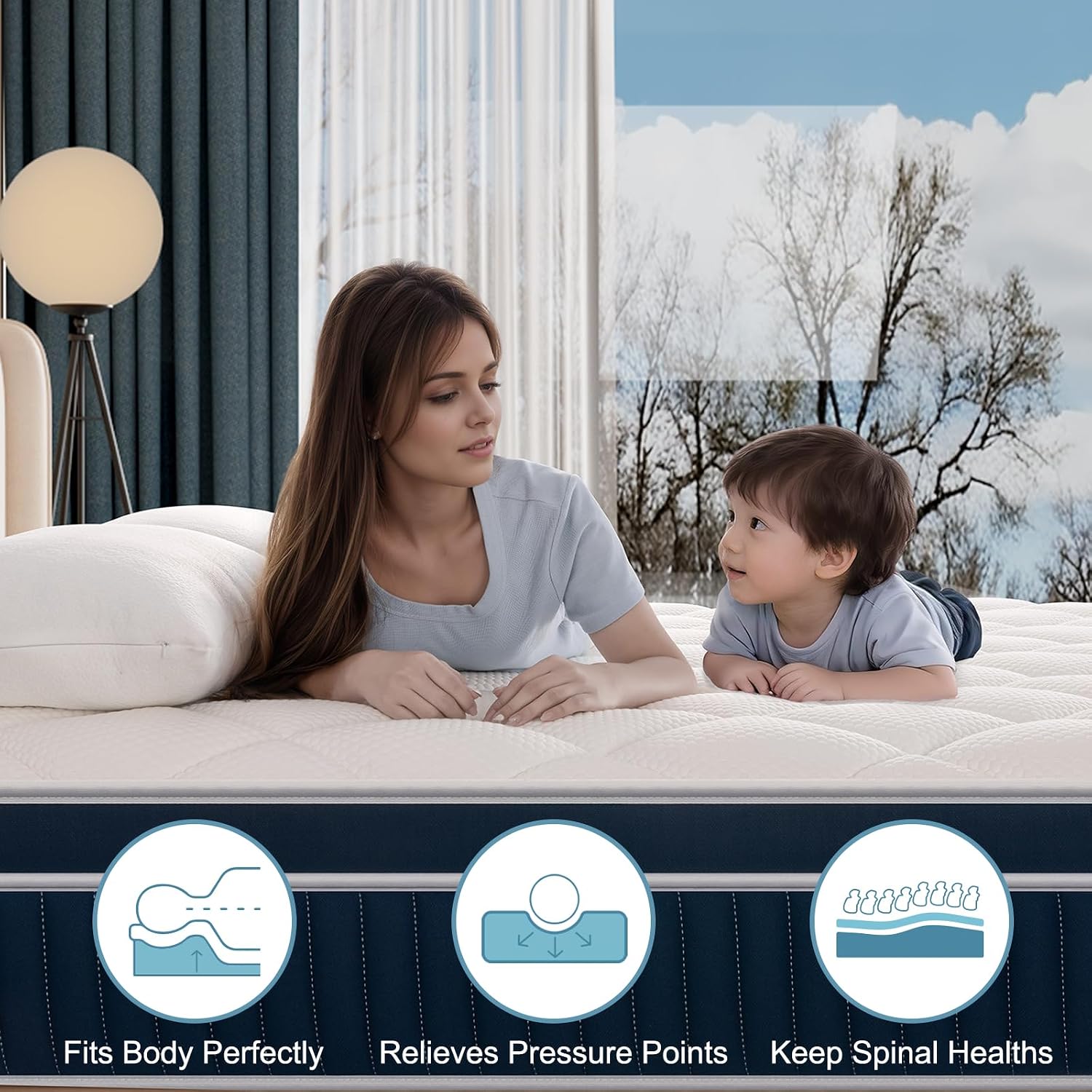 Thumbnail 4 de Hiimgo Hybrid Mattress 26cm King – Pocket Spring with Memory Foam (150x200 cm)