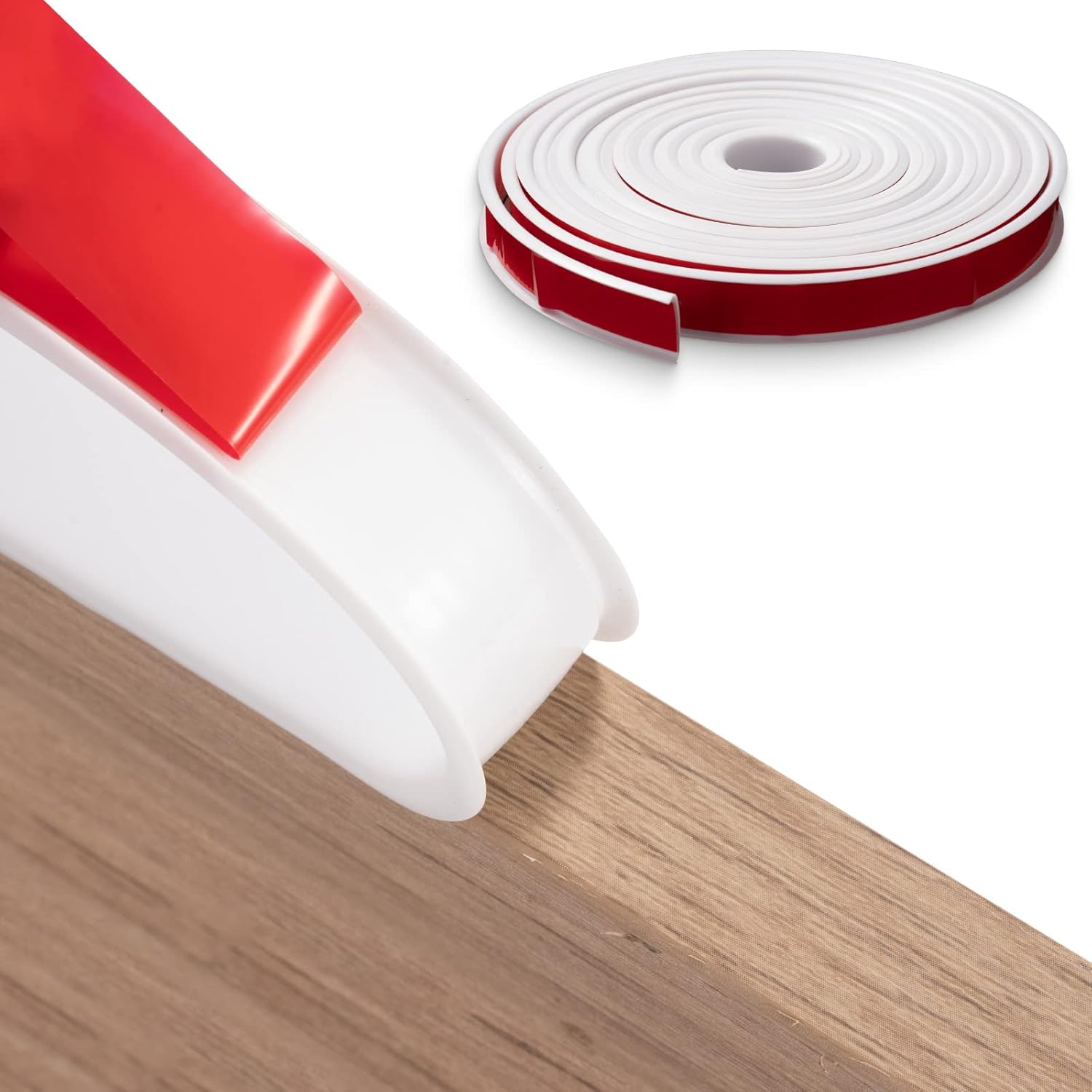 FAKILO 5m x 40mm U-Shape Flexible Furniture Edge Banding in White, Self-Adhesive TPE Edging Strip