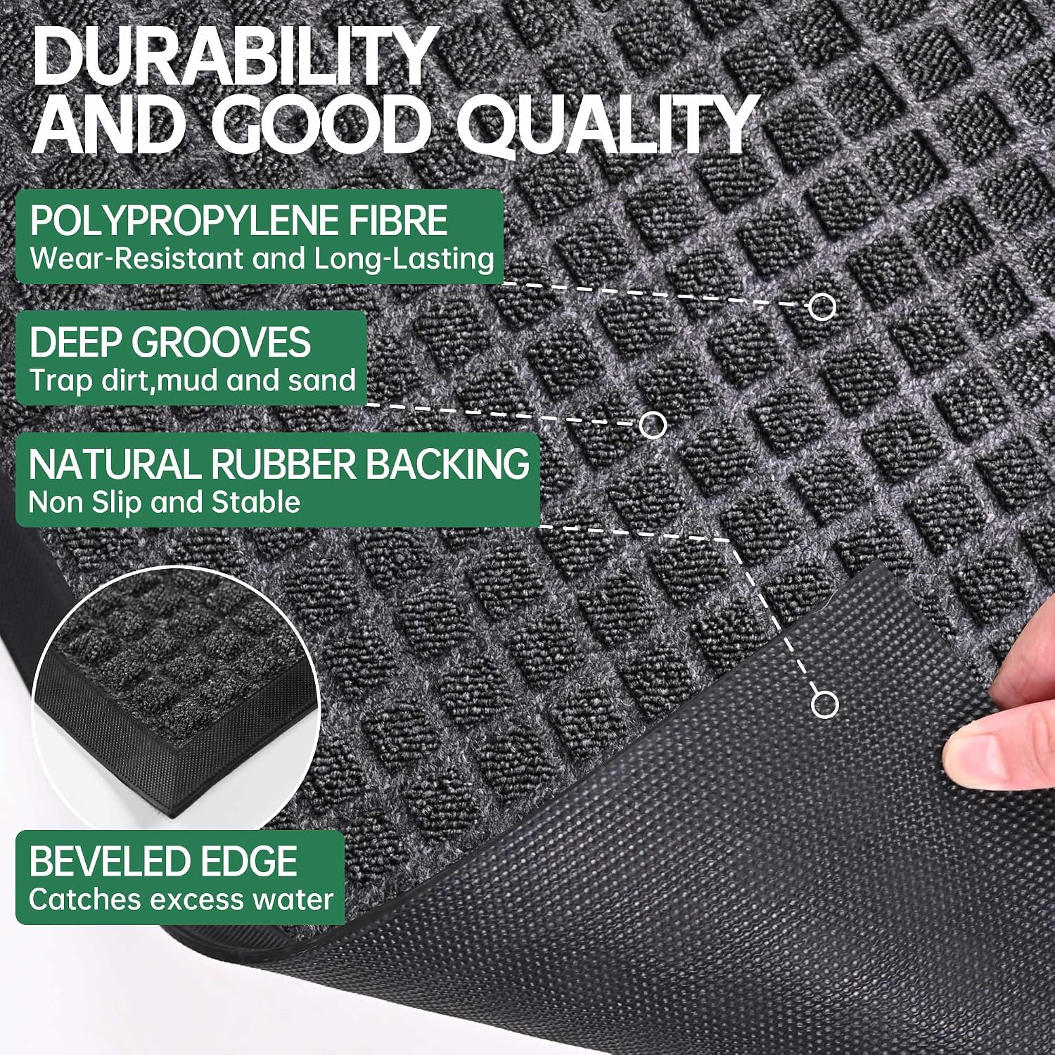 Detalle de 100pointONE 72 x 48-Inch Outdoor Doormat, Woven Polypropylene, Low Profile